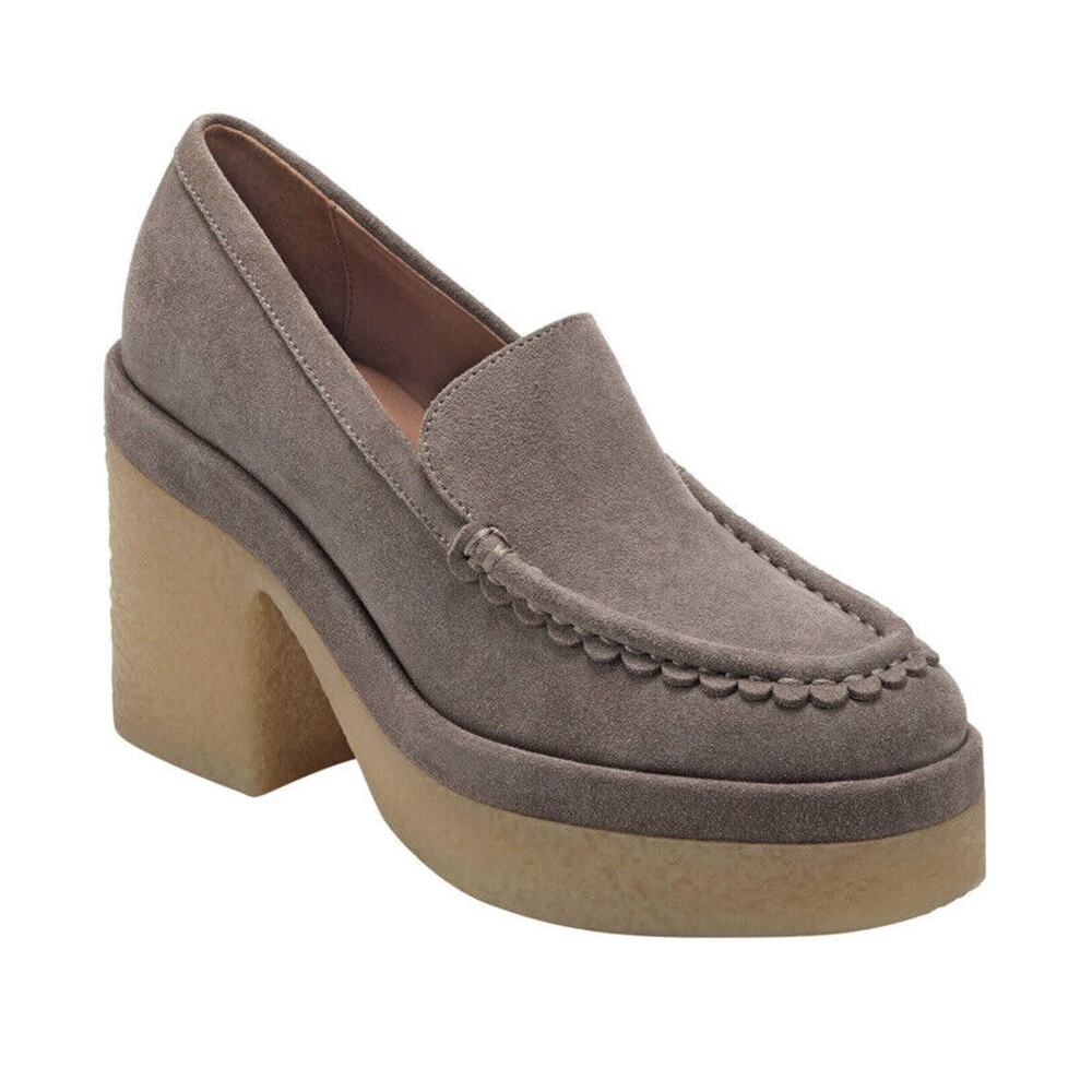 MARC FISHER Lina Platform Loafer suede Medium Natural platform 10 M New $160
